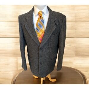 L.L Bean Tweed Sport Coat Blazer Thinsulate 3M Gray Herrringbone Wool Sz MT 42L‎